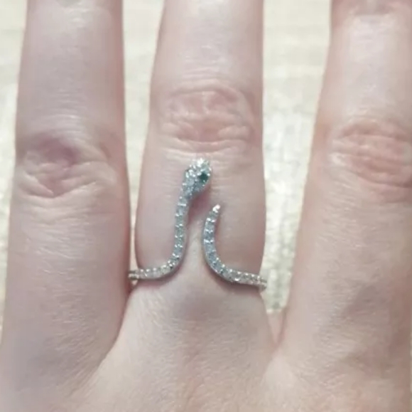 Snake Serpent 925 Sterling Silver Wrap Ring Zircon Resize - Picture 4 of 10